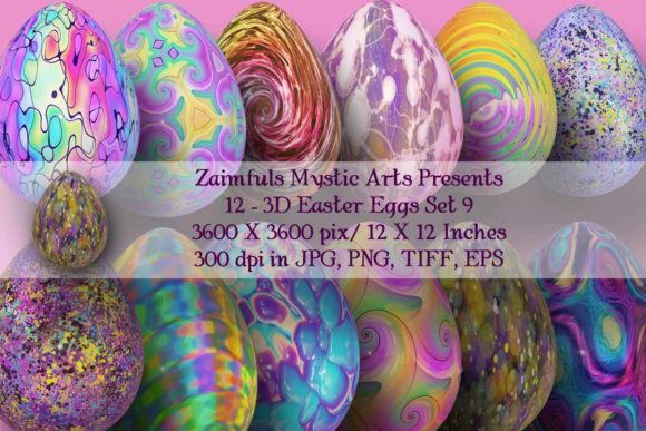 Download 12 Easter Eggs 3D Set 9 - Egg Collection