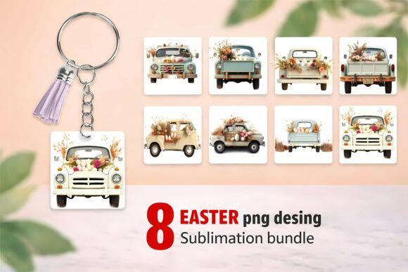 Download "8 Easter Vintage Car with Eggs PNG Subl - Egg Collection