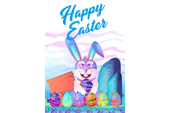 Download Happy Easter Bunny with Colored Eggs - Easter bunny Collection