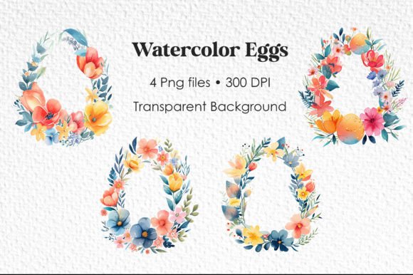 Download Easter Watercolor Eggs Wreathes PNG - Egg Collection