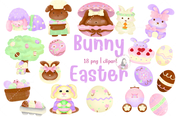 Download Hand Drawn Easter Bunny Clipart Set - Easter bunny Collection