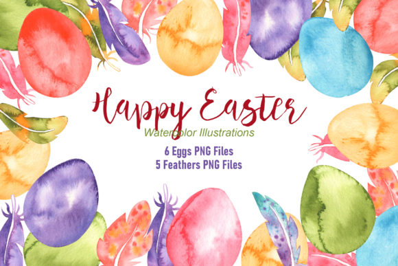 Download Watercolor Eggs and Feathers Set - Egg Collection