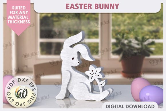 Download Wooden Easter Bunny Laser Cut. 3D Bunny - Easter bunny Collection