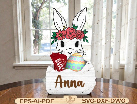 Download Floral Easter Bunny Basket Laser Cut - Easter bunny Collection