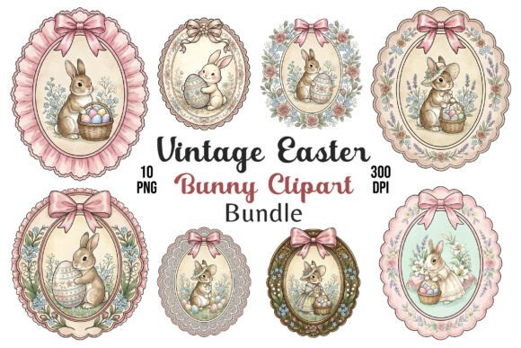 Download Vintage Easter Bunny PNG Bundle 10pcs - Easter bunny Collection