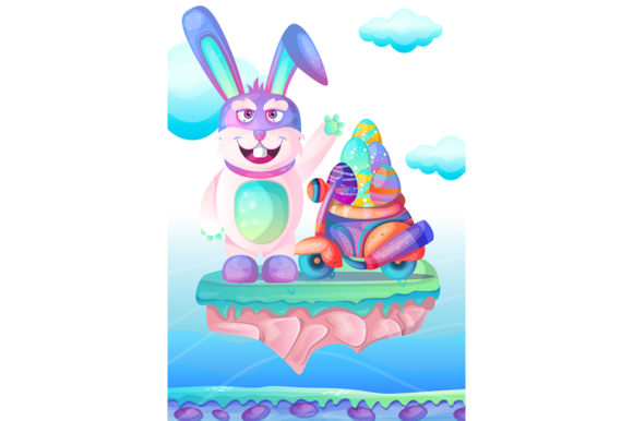 Download Happy Easter Bunny with Colored Eggs - Easter bunny Collection