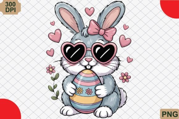 Download Sweet Easter Bunny with Pink Bow PNG - Easter bunny Collection