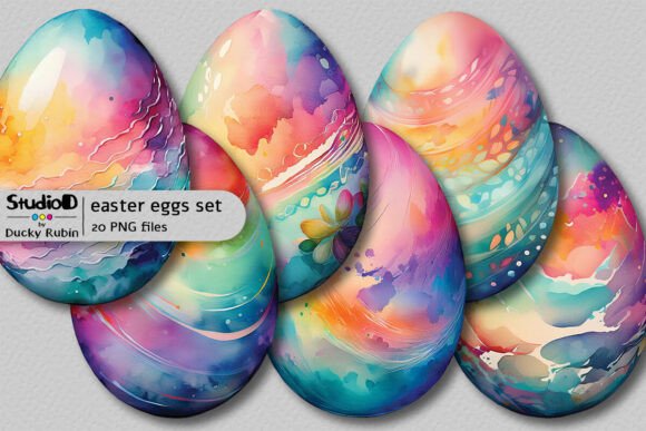 Download Colorful Watercolor Eggs Clipart Set - Egg Collection