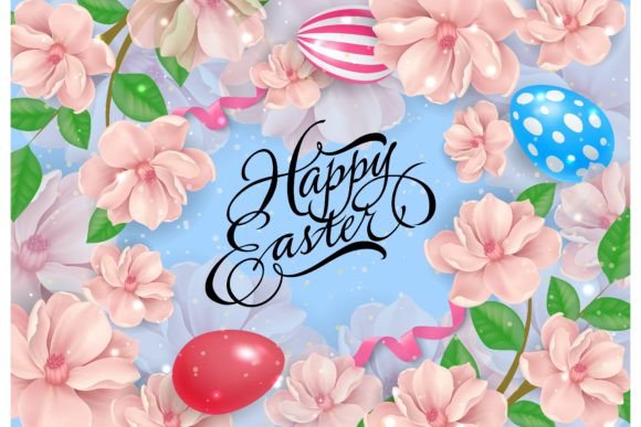 Download Happy Easter Lettering with Colored Eggs - Egg Collection