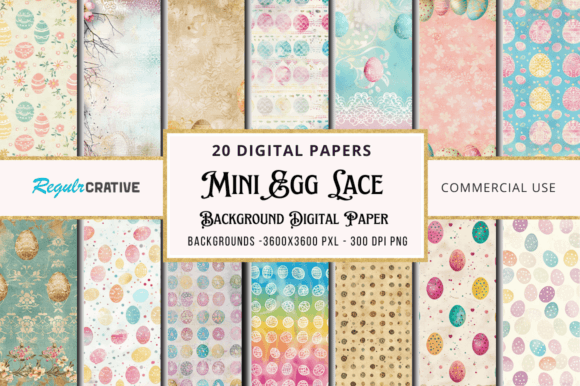 Download Mini Egg Lace Digital Papers Bundle - Egg Collection