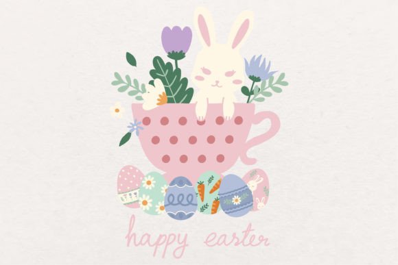 Download Easter Bunny Rabbit in a Mug &amp; Flowers - Easter bunny Collection