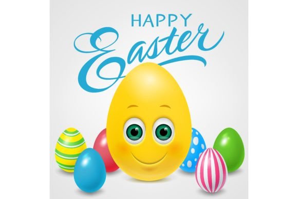 Download Happy Easter Lettering with Colored Eggs - Egg Collection