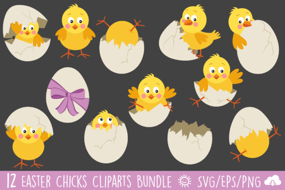 Download Easter Chick &amp; Egg Vector Clipart Bundle - Egg Collection