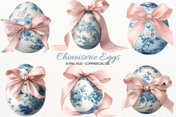 Download Chinoiserie Easter Eggs Clipart Pink Bow - Egg Collection