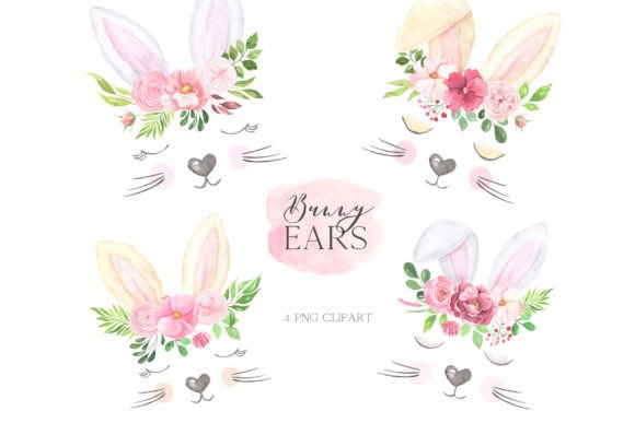 Download Watercolor Easter Bunny Ears Clipart - Easter bunny Collection