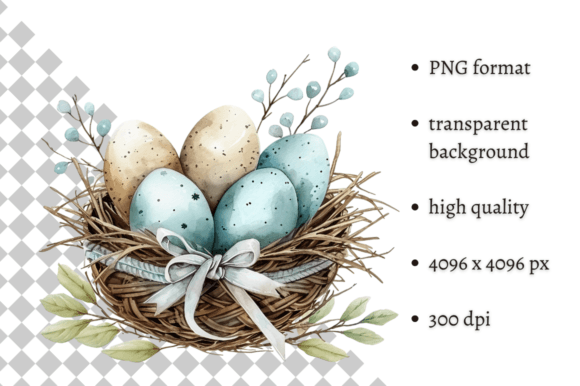 Download Watercolor Blue Easter Eggs Nest PNG - Egg Collection