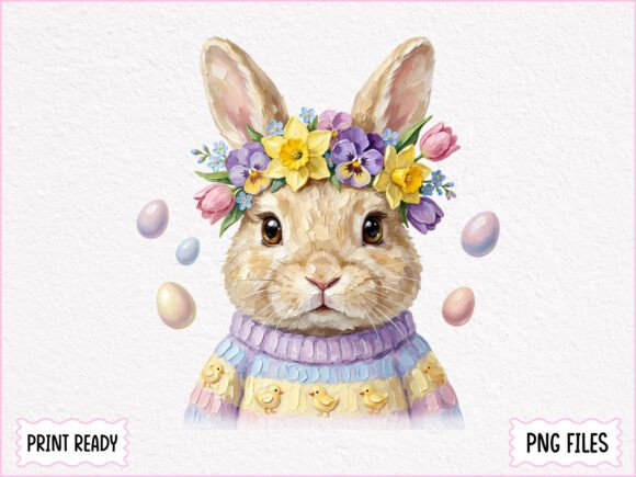 Download Hand Painted Easter Bunny Floral PNG - Easter bunny Collection