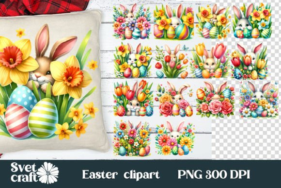 Download Easter Bunny Eggs Spring Flower Clipart - Easter bunny Collection
