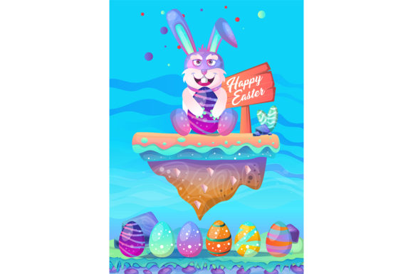 Download Happy Easter Bunny with Colored Eggs - Easter bunny Collection