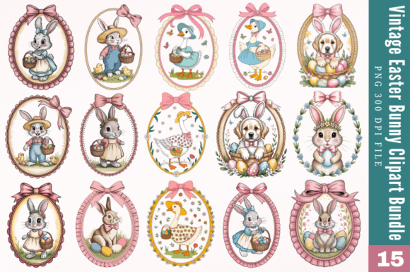 Download Vintage Easter Bunny Clipart Sublimation - Easter bunny Collection