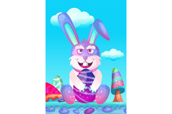 Download Happy Easter Bunny with Colored Eggs - Easter bunny Collection