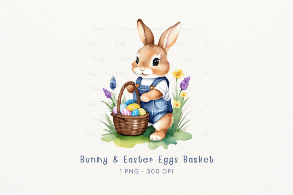 Download Watercolor Bunny &amp; Easter Eggs Basket - Egg Collection