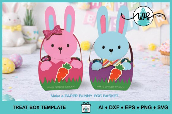 Download 3D Paper Bunny Egg Basket Easter Box - Egg Collection