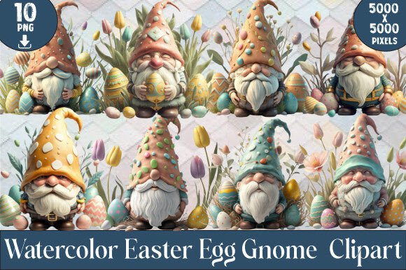 Download Watercolor Easter Egg Gnome Clipart - Egg Collection