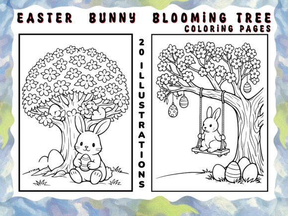 Download Easter Bunny Blooming Tree Coloring Page - Easter bunny Collection